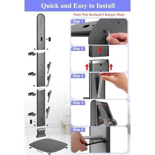 Haturi Premium Vacuum Stand for Dyson Gen5 V15 V12 V11 V10 V8 V7 V6, Metal Attachment Holder with 4 Hooks & 4 Shelves, Hidden Cord Design, Space-Saving Storage Organizer for Dyson Cordless Vacuums