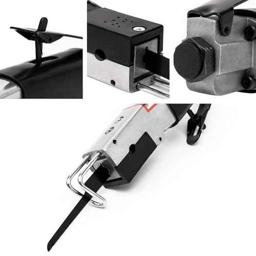 Air Powered Mini Reciprocating Body Saw With 6pcs 18T, 24T, 32T Blades - Lightweight, High Efficiency Pneumatic Tool for Metal Cutting and Auto Work