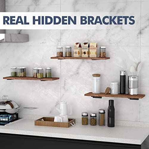 8 Pack Floating Shelf Brackets,12 Inch Heavy Duty Industrial Shelf Bracket, Black Metal L Brackets for Shelves Support DIY(1/5 Inch Thicked)