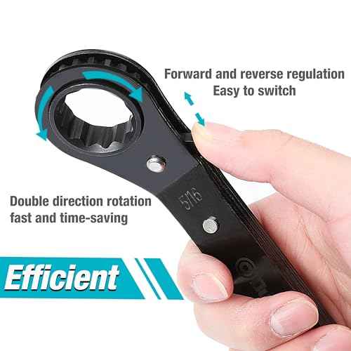 DURATECH 1/4 Inch x5/16 Inch Double Offset Box End Reversible Ratcheting Wrench, SAE, Heavy-duty, Matte Chrome Plated, Ratchet Spanner Crooked for Narrow Spaces