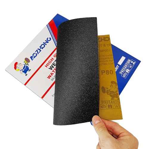 Premium Sandpaper Assortment 9" x 11" - 12 Pcs (with 2 Each of 80, 120, 180, 220, 320, 400 Grits) Silicon Carbide Wet Dry Sand paper Sheets - Sanding Automotive, Woodworking Furniture, Metal Finishing