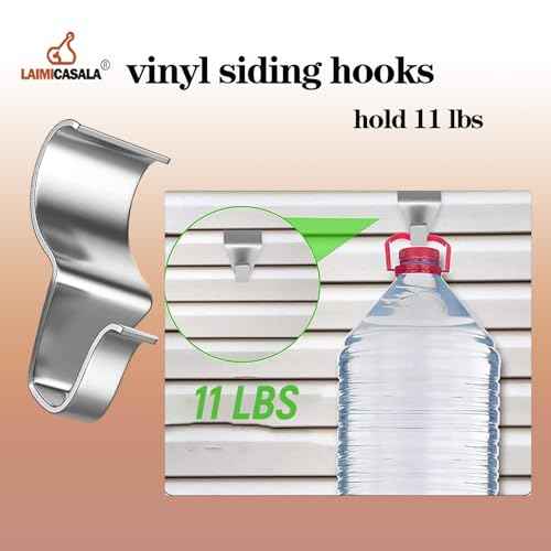 30 Pack Durable Vinyl Siding Hooks, Easy Install No-Nail Stainless Steel Hangers, No Hole Siding Hanging Hanger for Home and Garden Use