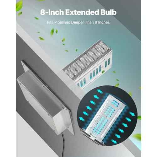 VEVOR HVAC Air Purifier Whole House, 18W 9inch, Light in Duct for Ac (Air Conditioning) Duct, Air Scrubber with 2 Bulb, PCO Technology HVAC Lights with Power Cord for Ac Systems
