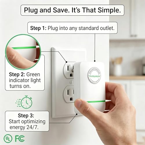 New Universal Energy-Saving Box, Reduce Electricity Bills, Plug-and-Play, Power Factor Corrector for Home and Office Use