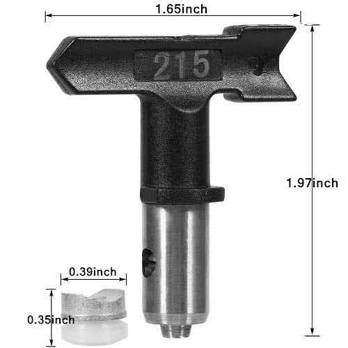 Airless Spray Gun Tip Multi Series Tungsten Steel Reversible Gun Paint Nozzle Tip (Size : 215#) Black+Sliver