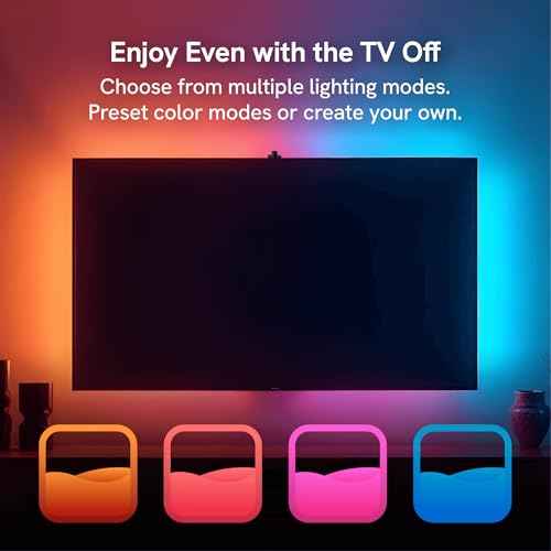 Aura TV Backlight Sync to Screen for 55-65 Inch TV, Camera-Based TV LED Backlight, High Color Sync Accuracy, Voice and App Control, RGB LED Strip Light, Immersive TV Lights