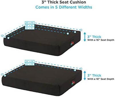 NOVA Medical Products Gel & Memory Foam Seat & Wheelchair Cushion in 8 Sizes (from 16” x 16” to 18” x 24” Extra Wide), Comfortable & Durable Everyday Seat Cushion with Removable Water Resistant Cover, 2” or 3” Thick, Black