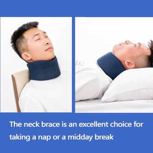 Neck Braces for Neck Pain and Support High-Density Comfort Cervical Collar for Vertebrae Stable and Aligned, Relieve Injury Spine Pressure – Neck Brace for Women & Men Sleeping, Working, Posture (Blue, Small)