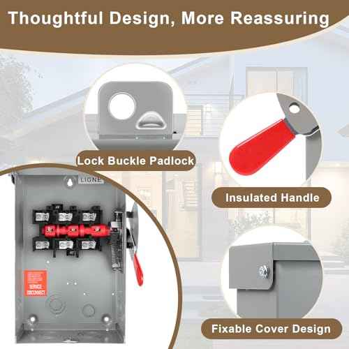 ¡¼Upgrade¡½ 3P 60 Amp Disconnect,Disconnect Switch,Add Ground Design,Non-Fusible,NEMA 3R Standard,Heavy Duty Steel Material,Rust and Corrosion Resistant,for Indoor and Outdoor,120/240v,10-Year Warrnaty