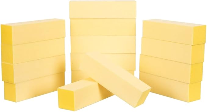 ForPro Professional Collection Yellow Pedicure Block, 220/220 Grit, Three-Sided Pedicure Nail Buffer, 3.75”L x 1”W x 1”H, Yellow, 15-Count (Pack of 4)