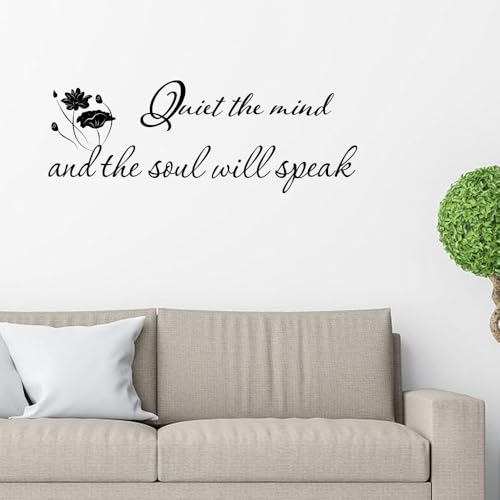 Fencosyn Quiet The Mind and The Soul Will Speak Vinyl Wall Decal Art Letters Meditation Sayings Yoga Pilates Home Bedroom Office Decoration Quotes