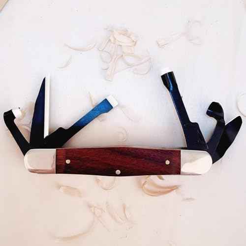 Splinter Carvin' 6in Traditional Folding Whittling Knife with 1.5in Detail Blade, Sawcut Handle, Nickel Silver Bolsters, and Convenient Size for Carving, Camping, EDC, and Outdoors (Brown)
