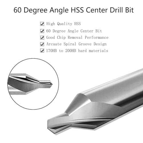 8 PCS Center Drill Bits Set, Countersink Tools for Lathe Metalworking 60 Degree Angle HSS Center Drill Bits for Alloy Steel, Cast Iron, Other Hard Metals (1.0/1.5/2.0/2.5/3.0/4.0/5.0/6.0)