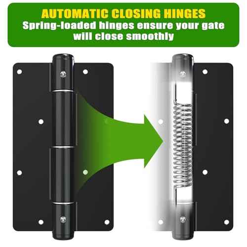 5-3/4" Self-Closing Gate Hinges Heavy Duty 4-Pack - Black Steel Spring Hinges for Wood Fence, Vinyl Gates, Pool & Garden | Weatherproof Electrophoretic Finish