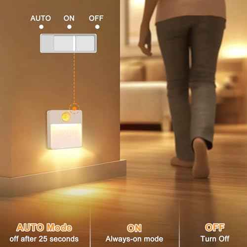 16 Pack Rechargeable Motion Sensor Stair Light for Indoor, RGBW Battery Operated Closet Lights, Stick On Night Lamp, Motion Activated Magnetic Lighting Lamps for Step,Cabinet,Hallway,Bathroom