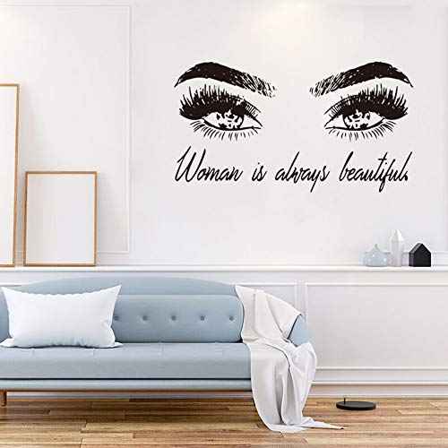 Beautiful Women Eyes Wall Decals Big Eyes Stickers Removable Decor Wall Art for Living Room Bedroom Beauty Salon,Finished Size 25.5"x43.3"