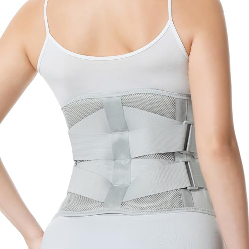 NeoTech Care Adjustable Double Pull Lumbar Brace/Lower Back Belt (Grey, Size XL)
