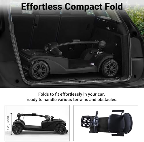 15-25 Miles Long Range Mobility Scooter,Weight Capacity 300 LBS+ Powered Mobility Scooters for Seniors, Compact Duty Mobile for Travel with LED Headlight and Detachable Basket