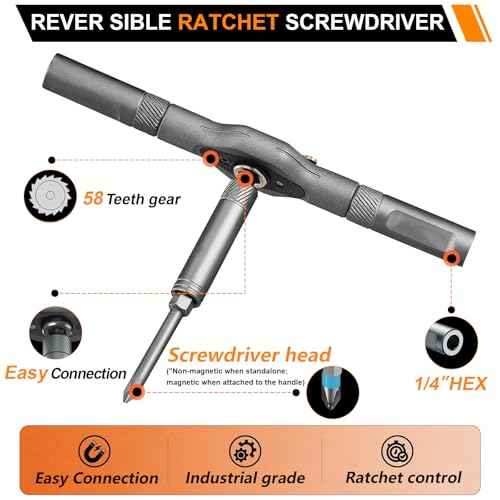 42 in 1 Magnetic Screwdriver Set, DIY Ratchet Screwdriver Set, Multi Bit Magnetic Drive Set with Detachable Ratchet Handle, Portable Repair Tool Kit for Electronics, Furniture, Bicycle,Gray