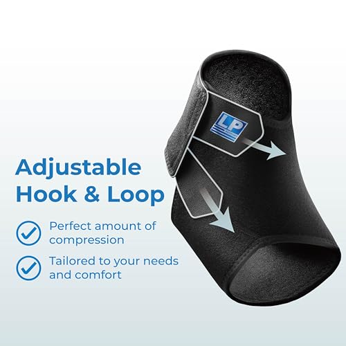LP SUPPORT 768CN Ankle Stabilizar Brace - Achilles Tendon Strap for Tendonitis, Sprains, Strains Pain Relief and Recovery - Ankle Support for Women and Men - (Black, M, 1pcs)