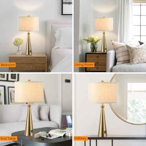 Lamp for Bedroom Set of 2 Lamps for Night Stand Modern Bedside Lamps Living Room End Table Lamps Gold