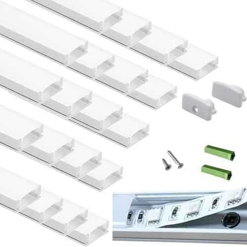 Matte White 20-Pack 3.28FT Pre-Drilled Clip Free LED Strip U Channel Diffuser, Tight and Flush Mounted Under Cabinet Tape Track Aluminum Low Profile with UV Resistance Milky Cover (20)