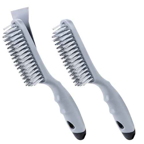 Stainless Steel Wire Brush Set 2Pcs,Heavy Duty Wire Brushes with Strong Handle & Metal Scraper,for Cleaning Welding Slag & Rust,Dust and Paint Scrubbing