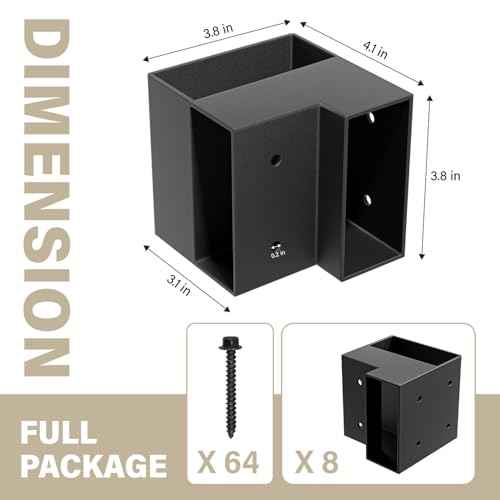 Set of 8 Heavy Duty Workbench Bracket Kit ? 3-Way Right Angle Steel Corner Brackets with Screws for 2x4 (Actual 1.5"x3.5") Wood, Ideal for DIY Garage Workbench, Table Legs, Shelving, and Work Table.
