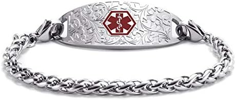 Customizable Medical Alert ID Bracelet for Women Fashionable Stainless Steel Interchangeable Waterproof