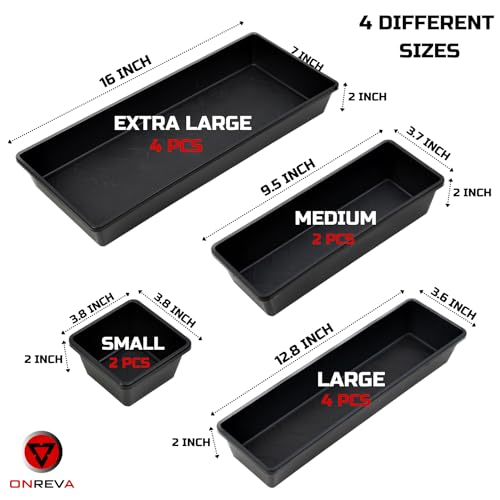 ONREVA Tool Box Organizer Tray Divider Set, Extra Large Toolbox Trays, Tool Box Organizers and Storage Kit, Rolling Tool Chest Drawer Bins, Hardware Screwdrivers Pliers Organization, 12pcs