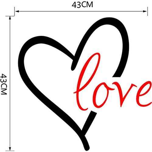 BIBITIME 16.93" x 16.93" Black Heart Red Love Wall Decal Valentine's Day Vinyl Sticker for Baby Infants Toddlers Nursery Bedroom Children Kids Room Decor Art PVC Murals