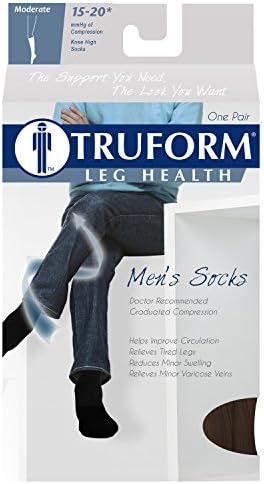 Truform 1933, Men's Cushion Foot Compression Socks, 15-20 mmHg, Brown, Small (Pack of 2)