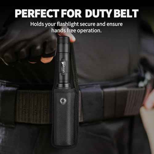 ULTRAFIRE Tactical Flashlight with Holster, 1000 Lumens Single Mode LED Flashlight with Duty Belt Holster, Bright Small EDC Flashlight with Flashlight Carry Case Pouch, WF-502B (Battery Not Included)