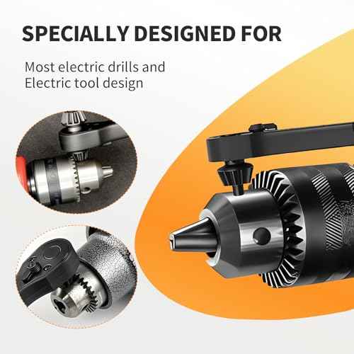3-in-1 Ratchet Drill Chuck Key Wrench,Universal Chuck Key Replacement Tool for Drill, Compatible with Most Electric Drills and Power Tools,150mm Length