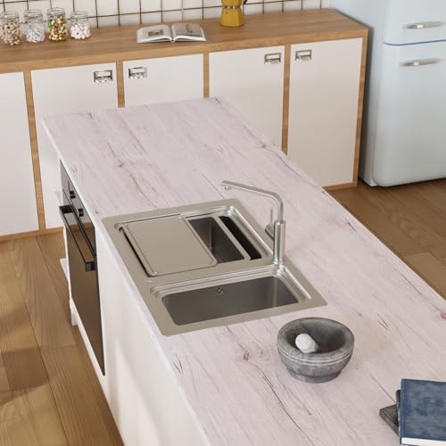 CRE8TIVE Coastal White Wood Contact Paper for Cabinets Drawers Thick Wood Peel and Stick Wallpaper Textured Self Adhesive Waterproof Countertop Contact Paper for Bedroom Kitchen Vinyl Wrap 12"x80"
