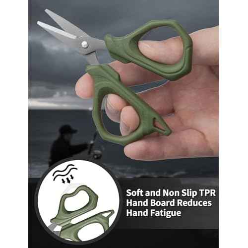 4.6"Fishing Scissors,Fishing Line Cutter for Braided Fishing Line,Fishing Gear with Tool Retractor,Non-Slip Grip Small Scissors for Saltwater & Freshwater