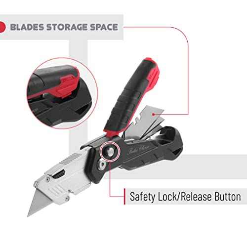 Bates Box Cutter - Folding Utility Knife With 3 Extra Blades, Retractable