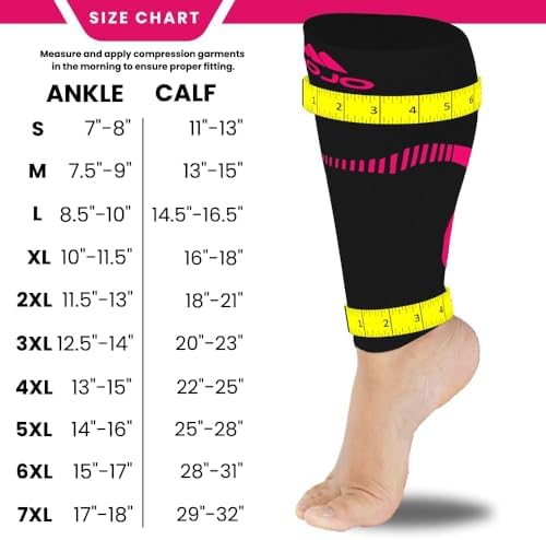 Mojo Compression Socks Footless for Women and Men 20-30mmHg - Extra Wide Plus Size Calf Sleeve - A604