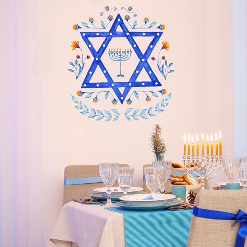 Hanukkah Decorations, Hanukkah Wall Decals, Removable Star of David Wall Stickers,Chanukah Peel and Stick Wall Art for Jewish Holiday Decor