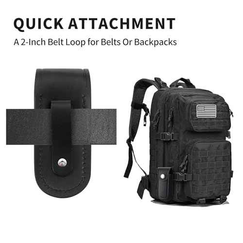 Pocket Knife Sheath, 4" Folding Pocket EDC Knife Case, Portable Pouch Knife Leather Holster with Snap Closure and Belt Loop, Accessory for Outdoor Climbing, Camping, Cycling and Hiking, Black