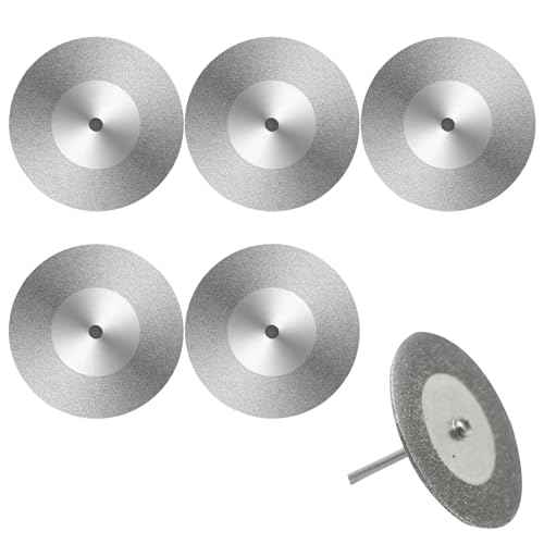 5 Pieces 60mm Glass Cutting Disc Diamond Cutting Disc Cut Off Wheels with 5Pcs Mandrel 1/8'' Shank Stone Blade for Polishing Tiles Marble Plastic Jade Rotary Tool Drill Attachment 2.36 Inch
