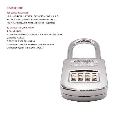 ABUS 160/50HB50 Weatherproof Resettable Chrome Combination Padlock, 4 Dial, with 2" Long Shackle