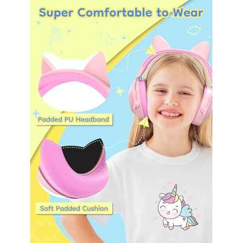 Ear Muffs for Noise Reduction: 32dB SNR Noise Cancelling Headphones for Kids, Adjustable Kids Ear Hearing Protection for Autism Sensory, Firewokrs, Concert w/Fun Stickers, Gifts for Daughter