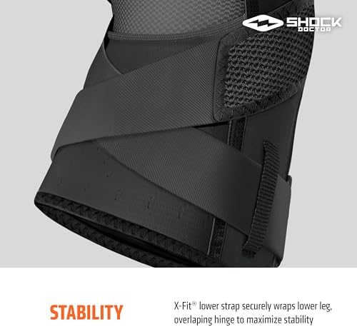 Shock Doctor Knee Brace Support, Compression Sleeve w/side Stabilizers, Patellar Support, Meniscus Injuries, Ligament Sprains, Knee Sleeve, Knee Brace for Men & Women, Running, Walking