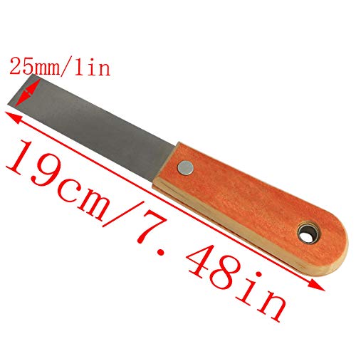 LQ Industrial Wall Scraper 2PCS 1Inch Cr-V Steel Stiff Putty Knives Putty Scrapers with Wooden Handle