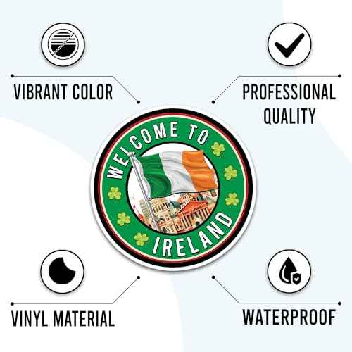 Ireland Travel Stickers 50 Pieces Vinyl Waterproof Decal for Laptop Water Bottle Phone Car Window Bike Motorcycle Stakeboard Scrapbook Irish Sticker Gifts