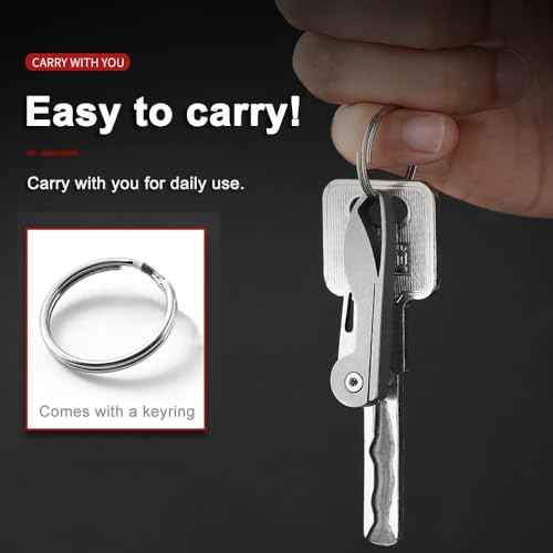 Titanium Alloy Small Keychain Knife, Mini Folding Pocket Knives, Cute EDC Box Cutter, Gifts for Women and Men with 5Cr13 Steel Blade