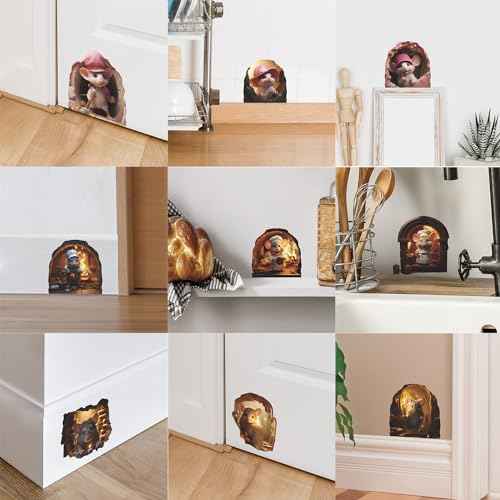 Cartoon Cute Little Mouse Hole Wall Stickers Children's Bedroom Living Room Decorations Home Background Landscaping Decorative Wall Stickers Home Decor Wall Decor, 35.4x11.8 Inches