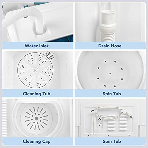 Bonusall Portable Washing Machine, 6.6 Lbs Mini Small Washer Machine, Single Tub Laundry Washer for Apartments, Dorms,Traveling, RV, Blue (BLUE1, 14.5LBS)