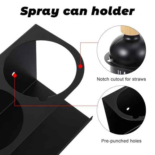 2 Pack Five Cans Wall-Mounted Steel Aerosol Spray Can Holder Rack Organizer for Garage and Workspace